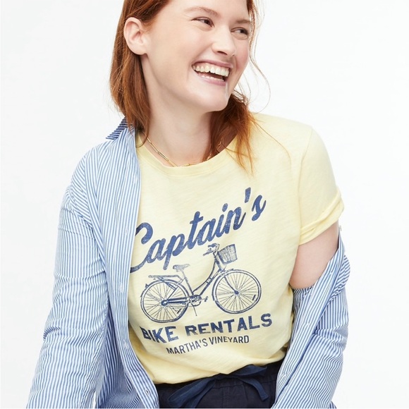 J. Crew Shirt Women’s Medium Captain’s Bike Rentals Vintage Cotton Graphic Tee - Picture 1 of 9